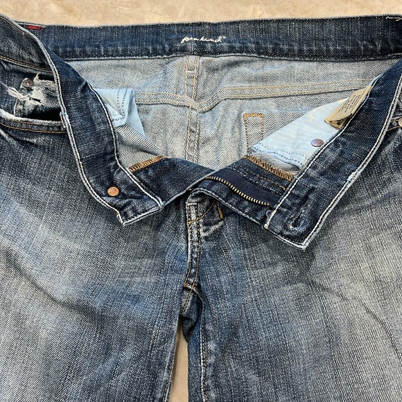 7 For All Mankind “Dojo” Wide Leg Cropped Jeans Medium Wash Size 30 - Picture 4 of 11